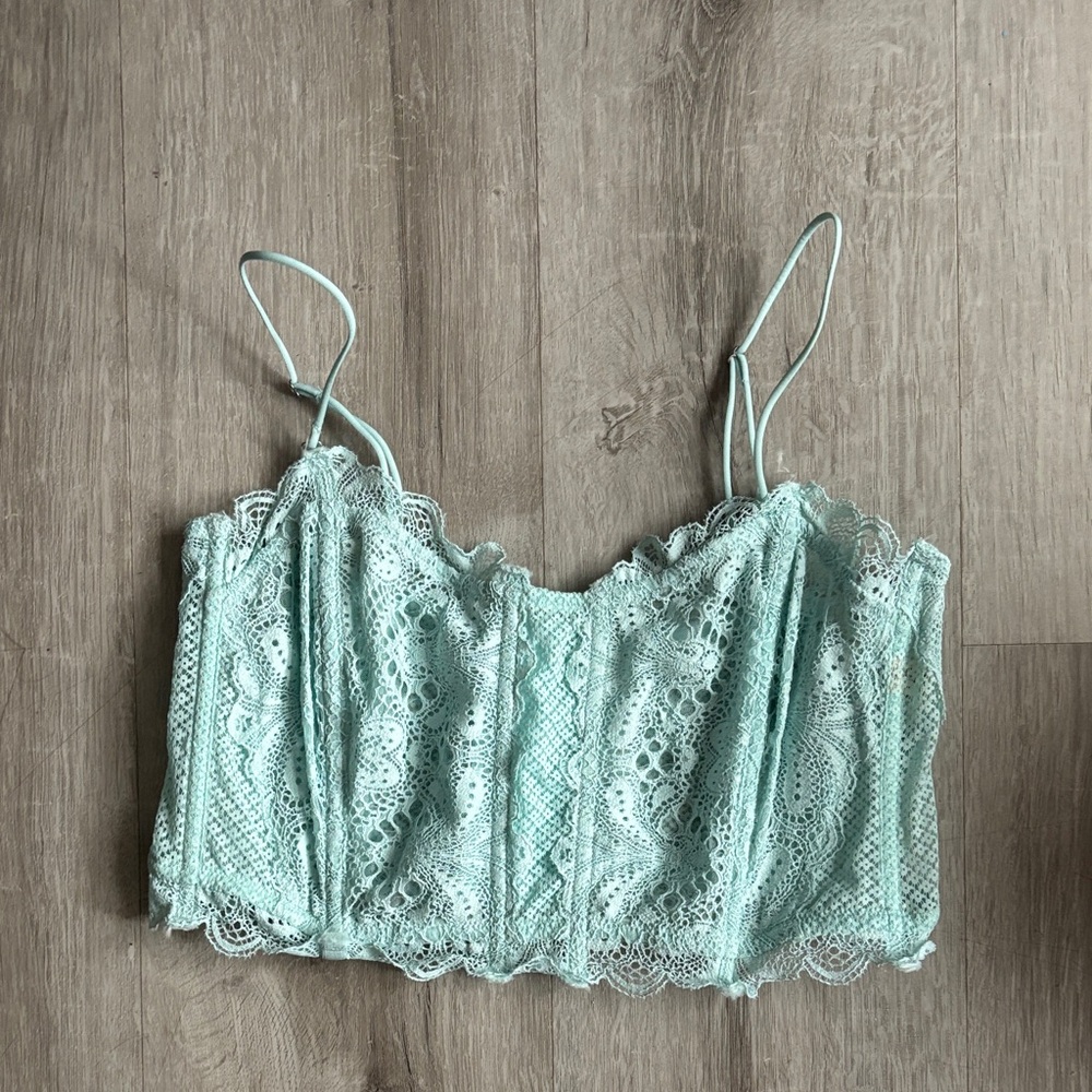 Free People Mint Lace Crop Top